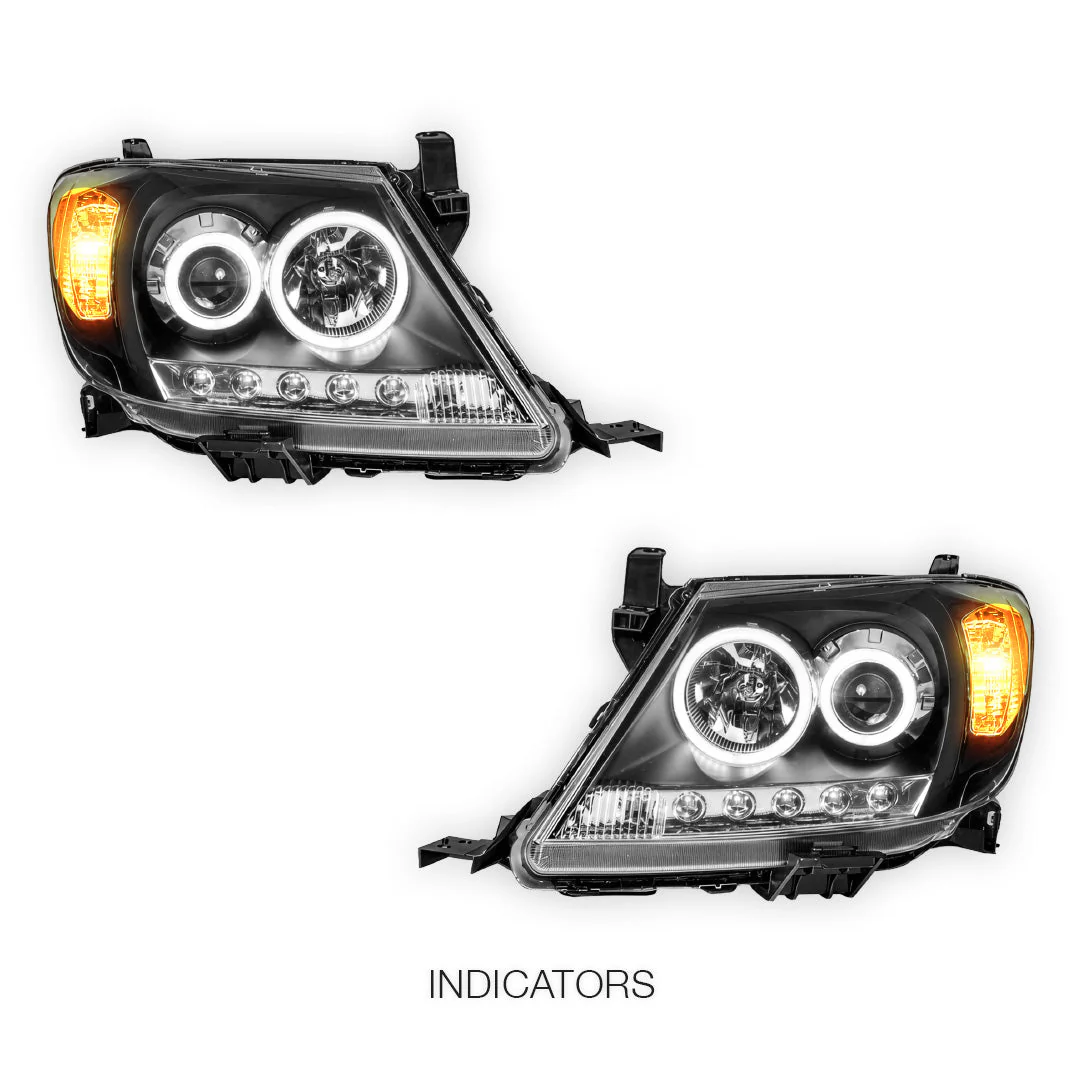 Toyota HiLux N70 (2005 - 2011) High Power LED DRL Angel Eyes Projector Headlights LH + RH - Image 3