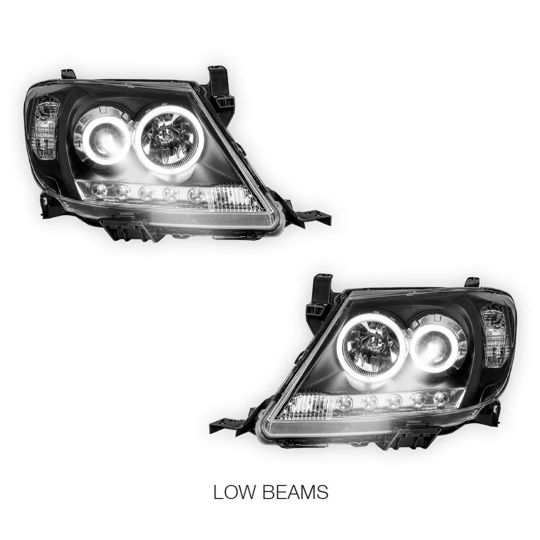 Toyota HiLux N70 (2005 - 2011) High Power LED DRL Angel Eyes Projector Headlights LH + RH - Image 4