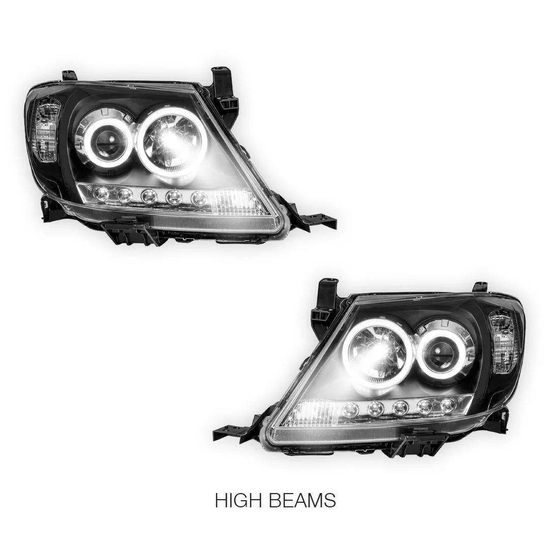 Toyota HiLux N70 (2005 - 2011) High Power LED DRL Angel Eyes Projector Headlights LH + RH - Image 5