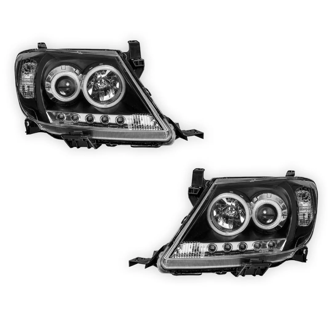 Toyota HiLux N70 (2005 - 2011) High Power LED DRL Angel Eyes Projector Headlights LH + RH - Image 6