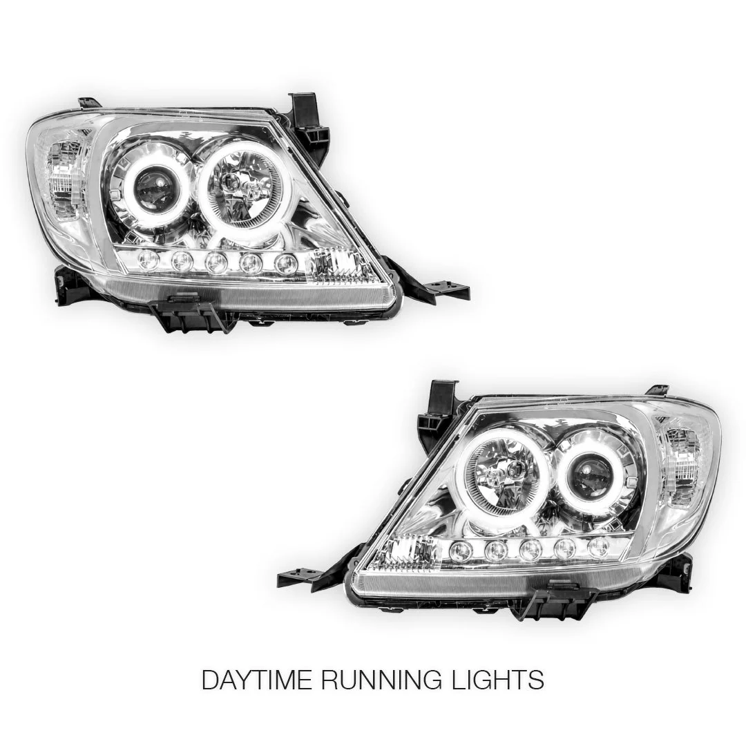 Toyota HiLux N70 (2005 - 2011) High Power LED DRL Angel Eyes Projector Headlights LH + RH - Image 8