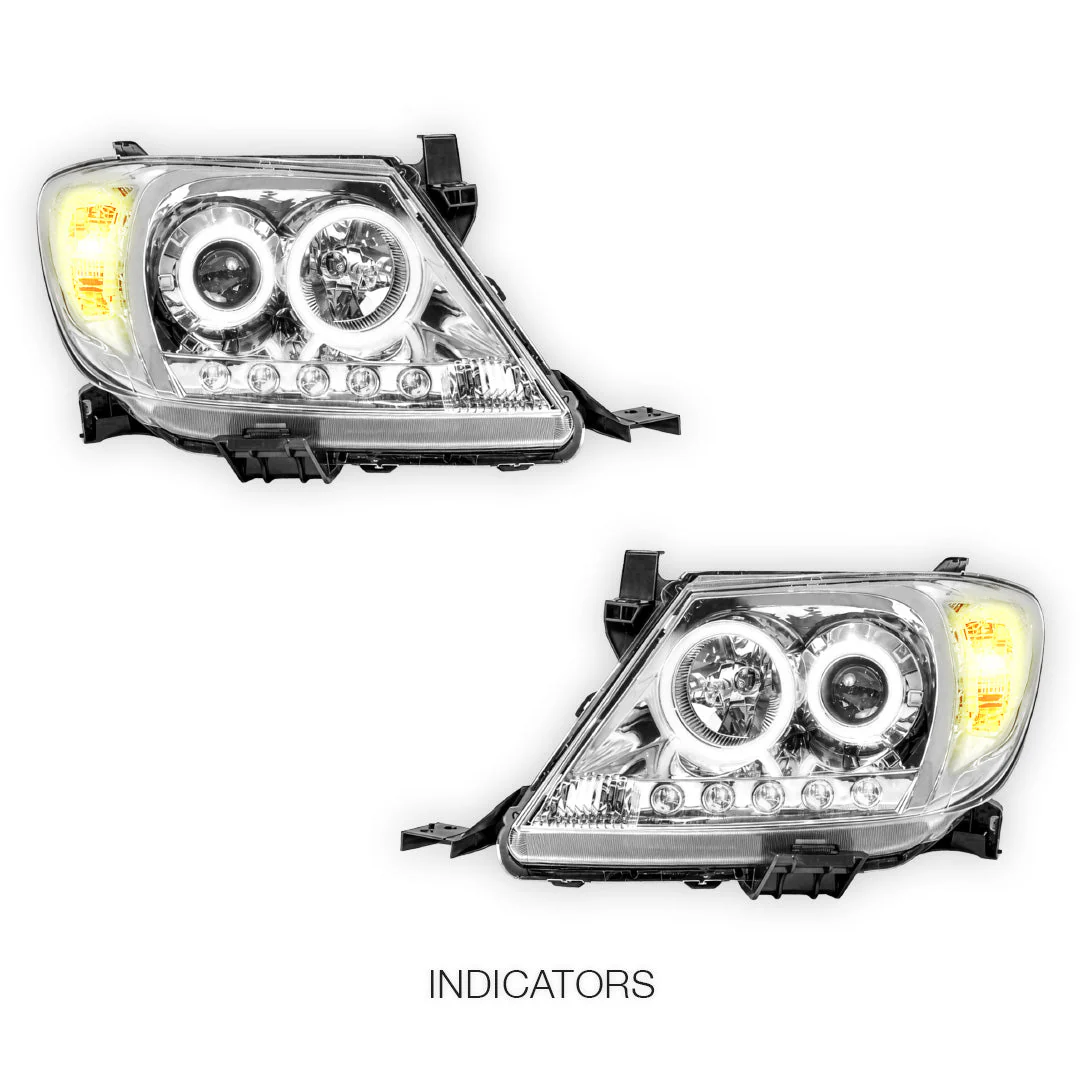 Toyota HiLux N70 (2005 - 2011) High Power LED DRL Angel Eyes Projector Headlights LH + RH - Image 9