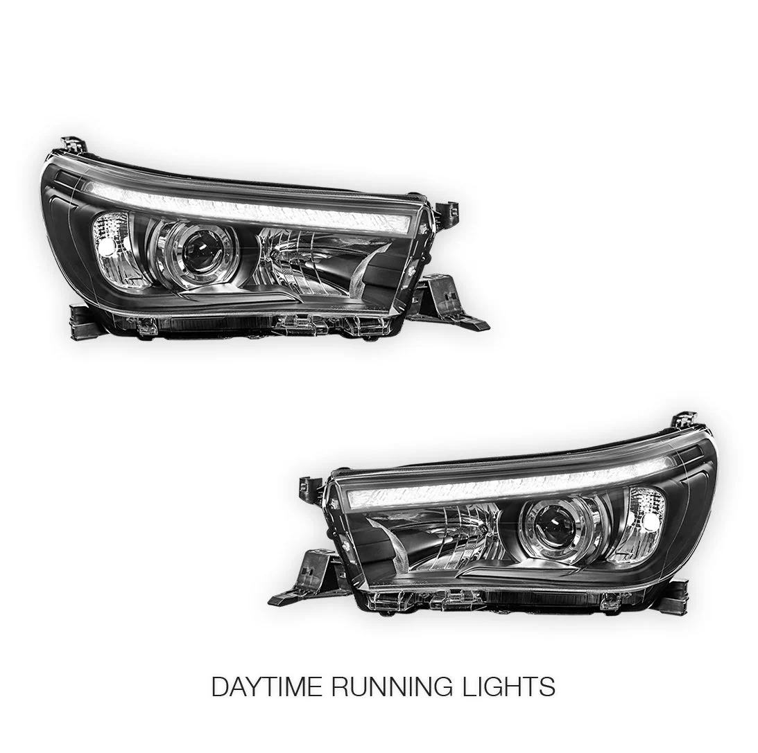 Toyota HiLux N80 (2015 - 2020) LED DRL Projector Headlights with Sequential Indicators LH + RH - Image 2