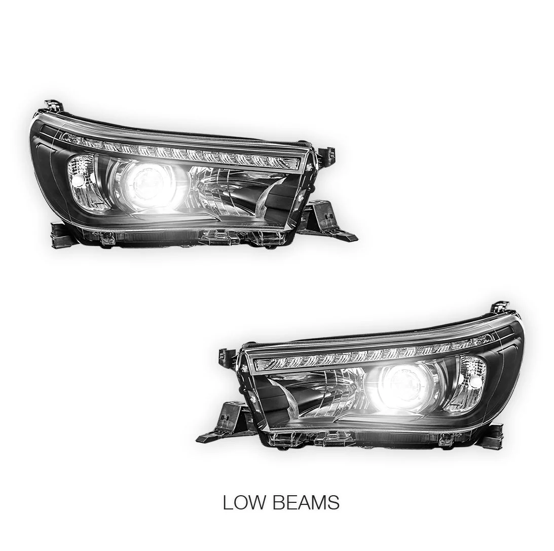 Toyota HiLux N80 (2015 - 2020) LED DRL Projector Headlights with Sequential Indicators LH + RH - Image 4