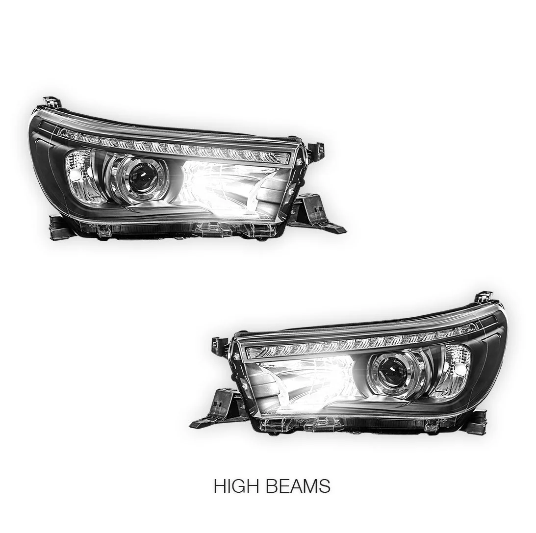 Toyota HiLux N80 (2015 - 2020) LED DRL Projector Headlights with Sequential Indicators LH + RH - Image 5