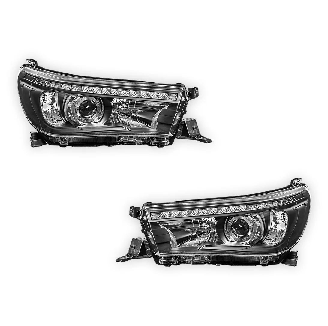 Toyota HiLux N80 (2015 - 2020) LED DRL Projector Headlights with Sequential Indicators LH + RH - Image 6