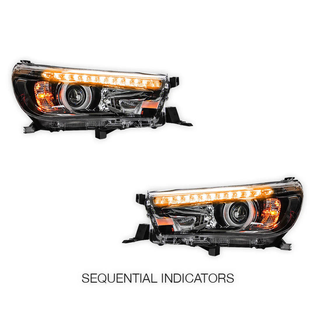 Toyota Hilux N80 (2015 - 2020) Sequential Projector Headlights LH + RH - Image 3