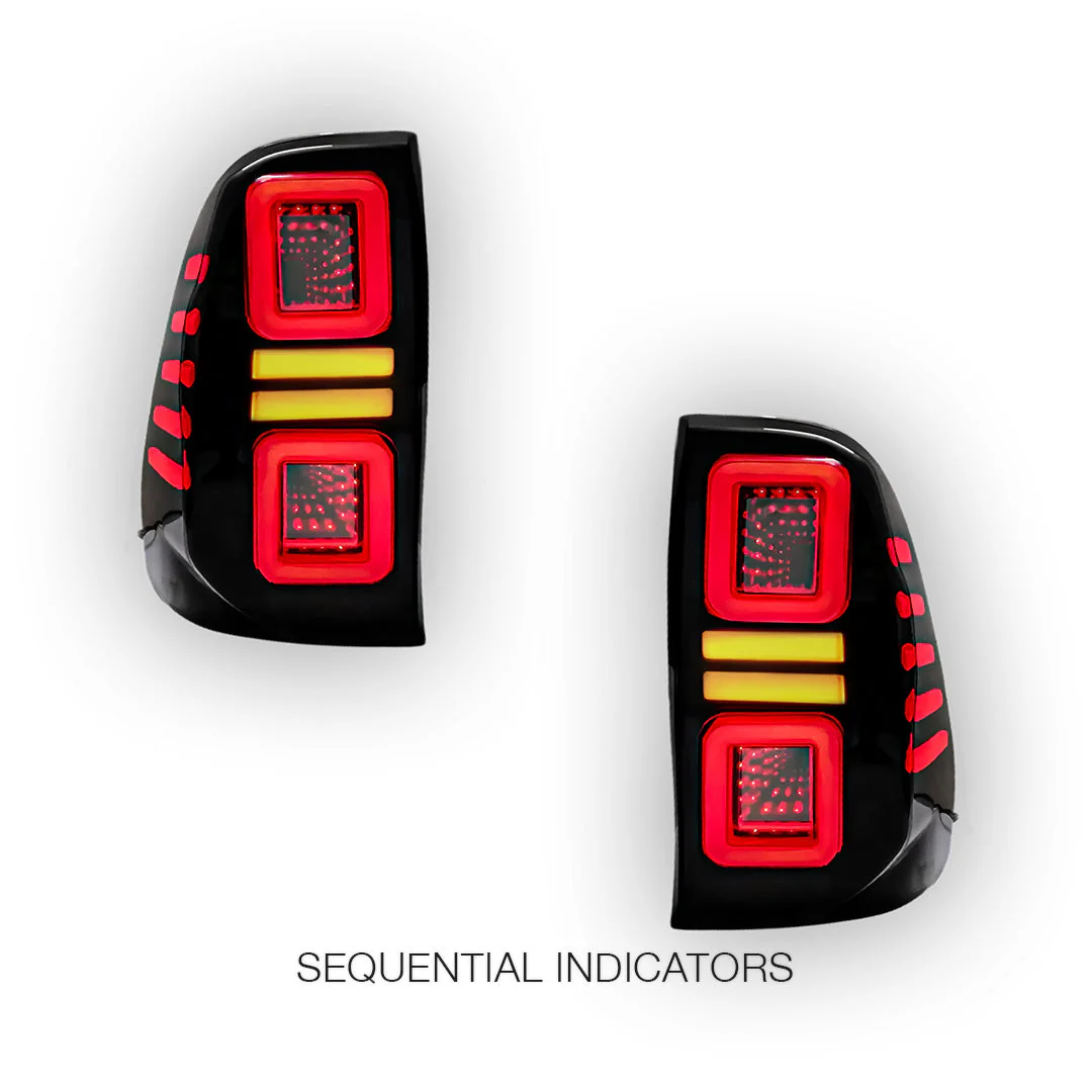 Toyota Hilux N80 (2015 - 2024) Sequential Smoked Block-Style LED Tail Lights LH + RH - Image 2