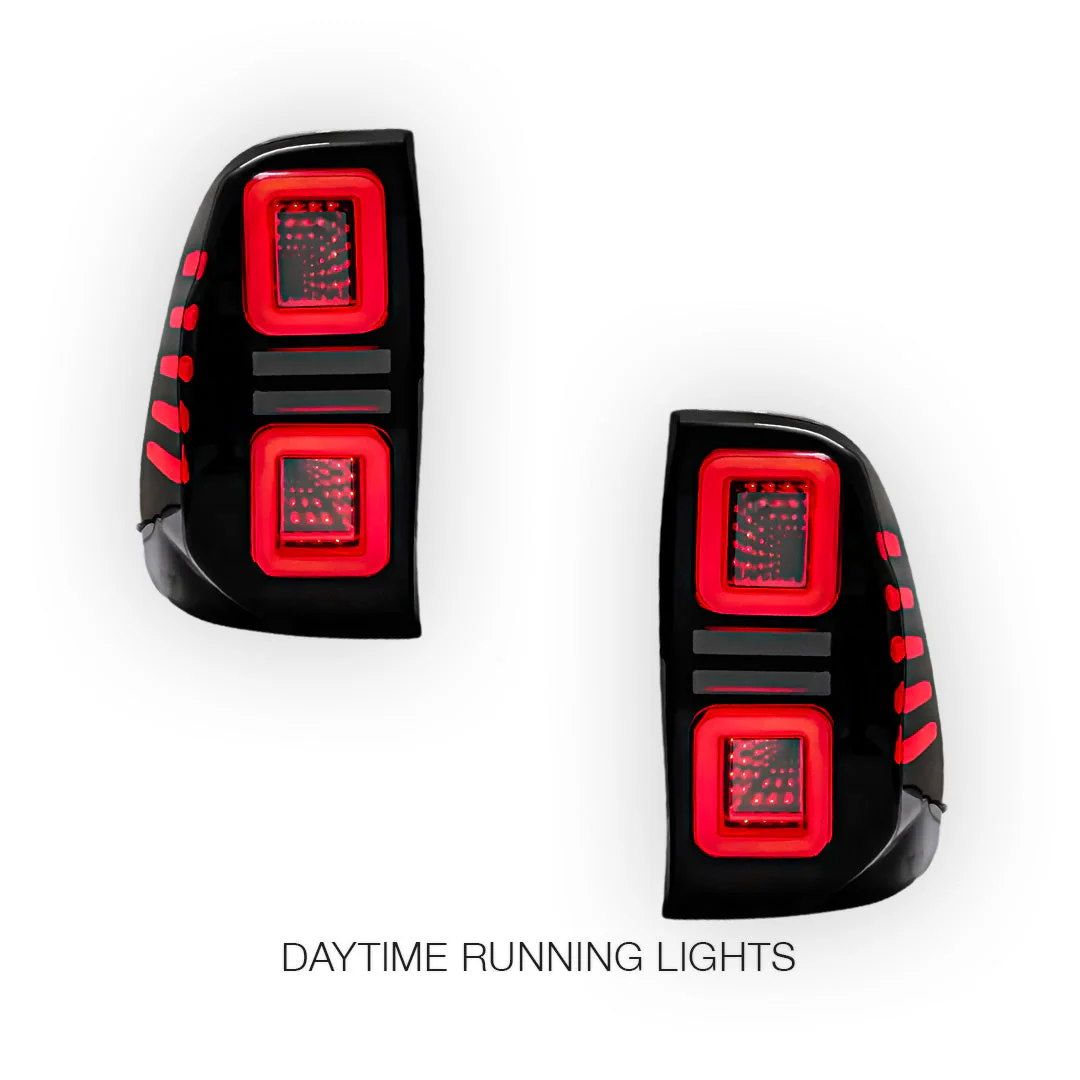 Toyota Hilux N80 (2015 - 2024) Sequential Smoked Block-Style LED Tail Lights LH + RH - Image 5