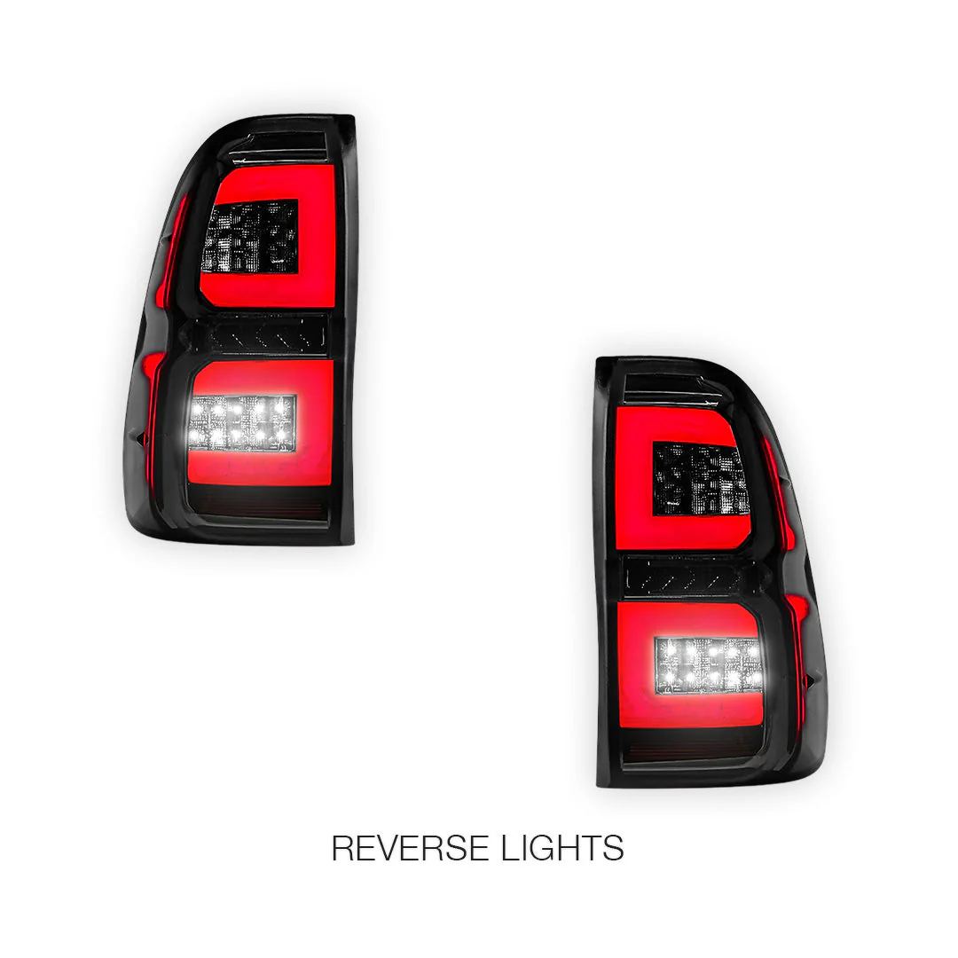 Toyota Hilux N80 (2015 - 2024) Sequential Smoked C-Style LED Tail Lights LH + RH - Image 3