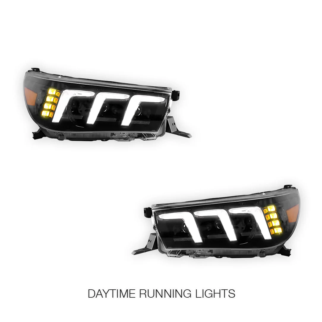 Toyota HiLux N80 (2016 - 2020) Full LED Real DRL Headlights with Sequential Indicators LH + RH - Image 2