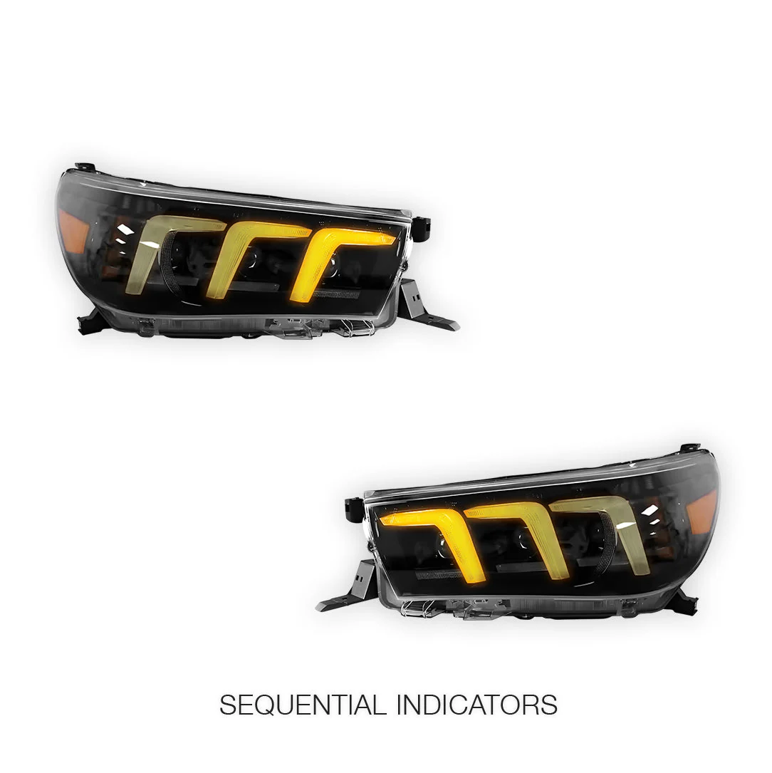 Toyota HiLux N80 (2016 - 2020) Full LED Real DRL Headlights with Sequential Indicators LH + RH - Image 3