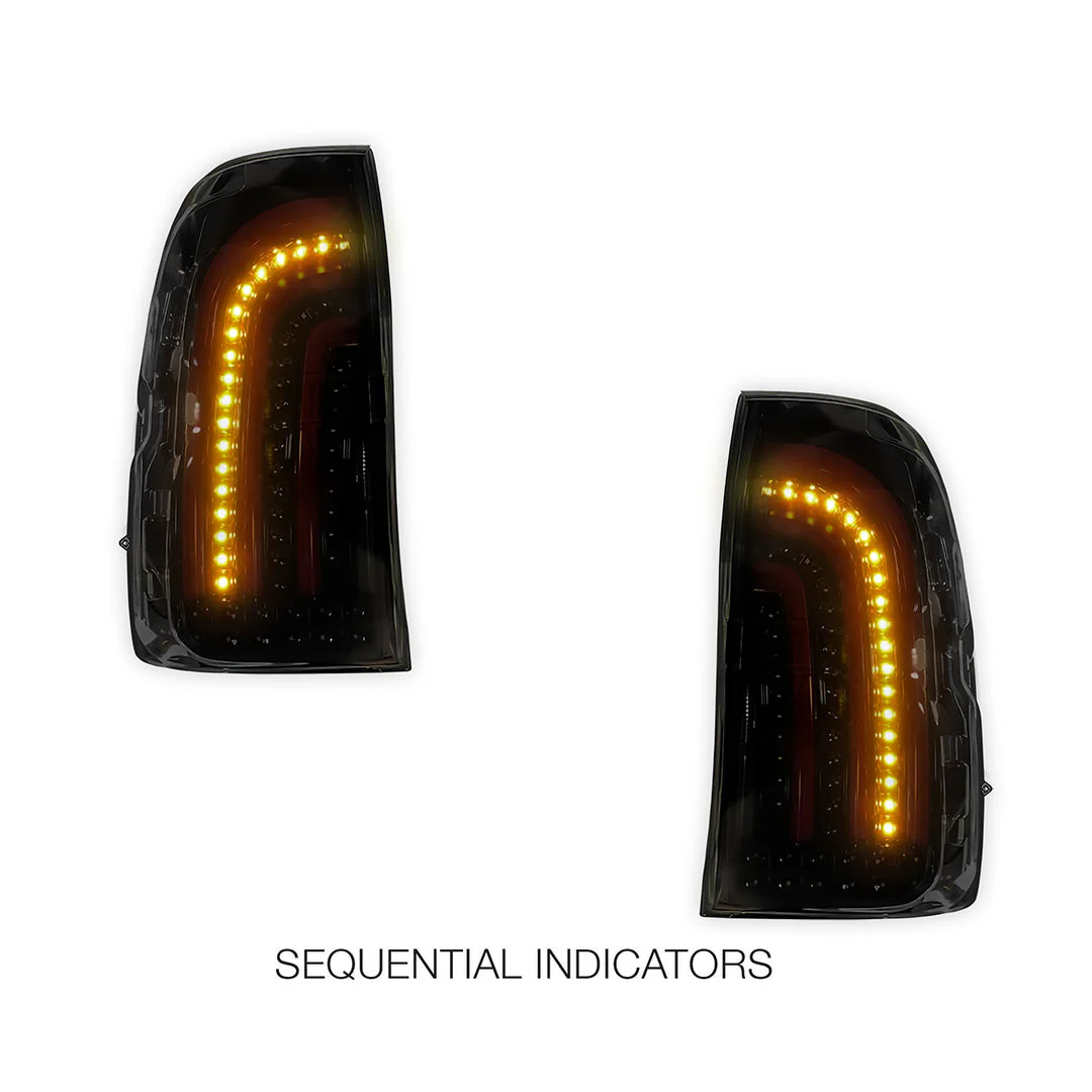 Toyota Hilux N80 / Revo Rocco (2015 - 2024) Sequential Smoked 3D Stripe Bar Full LED Tail Lights LH + RH - Image 3