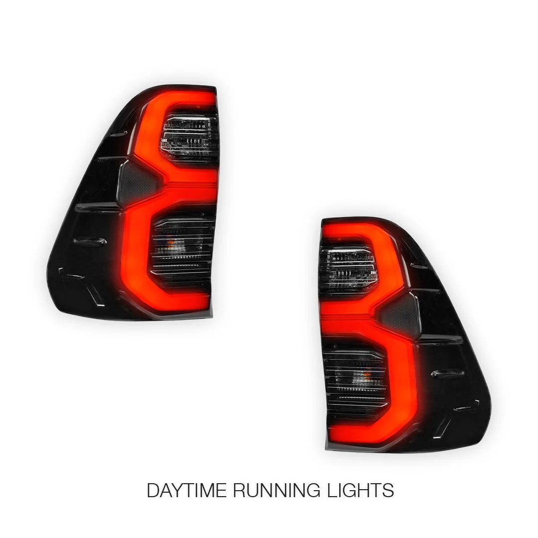 Toyota HiLux N80 / Revo Rocco (2015 - 2025) Smoked MY12 Update Style 3D LED Stripe Bar Tail Lights LH + RH - Image 2