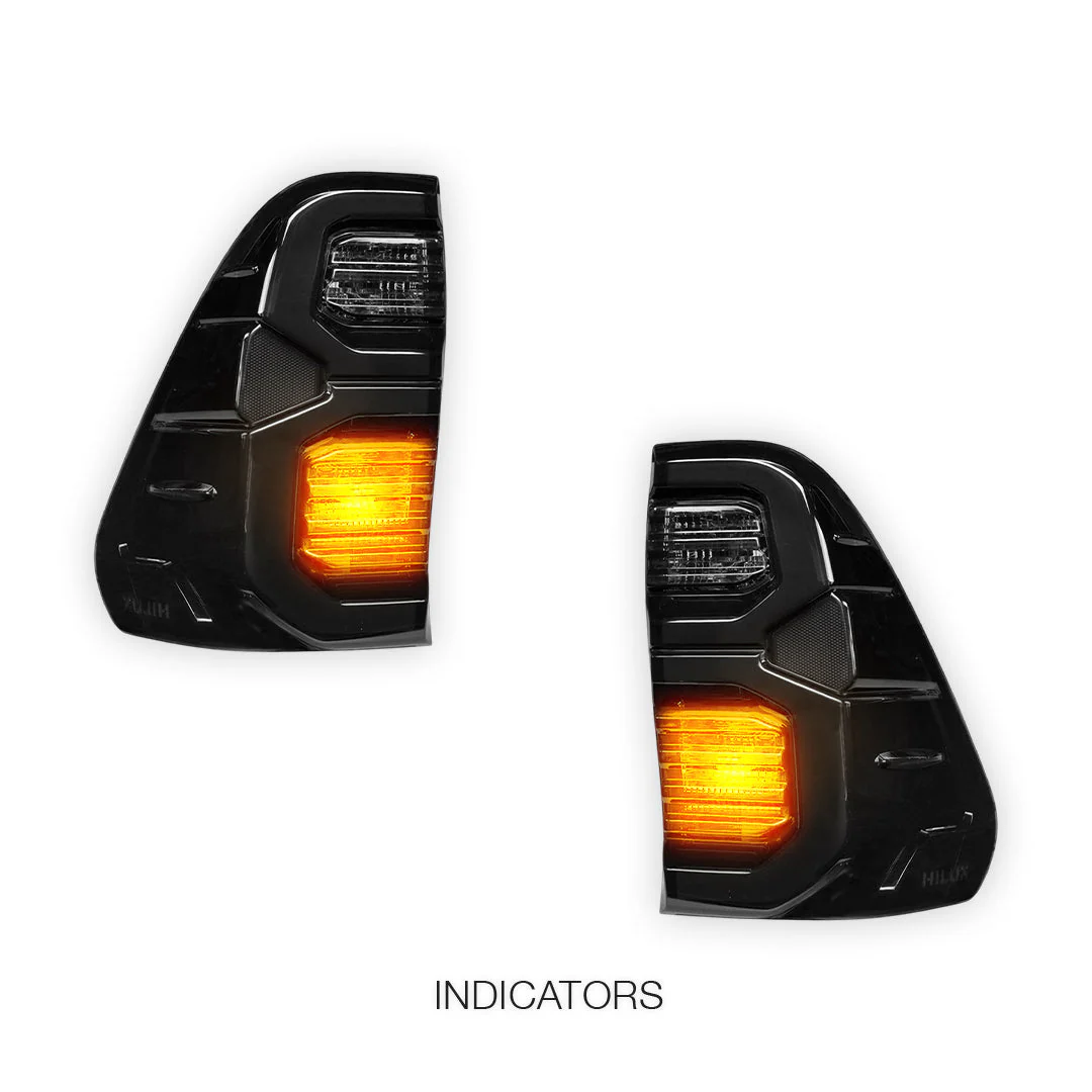 Toyota HiLux N80 / Revo Rocco (2015 - 2025) Smoked MY12 Update Style 3D LED Stripe Bar Tail Lights LH + RH - Image 3