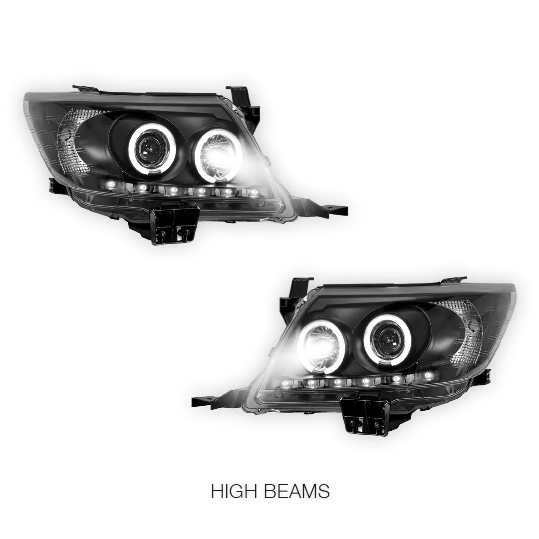 Toyota HiLux Vigo N70 (2011 - 2014) CCFL Angel-Eyes LED DRL Projector Headlights LH + RH - Image 11