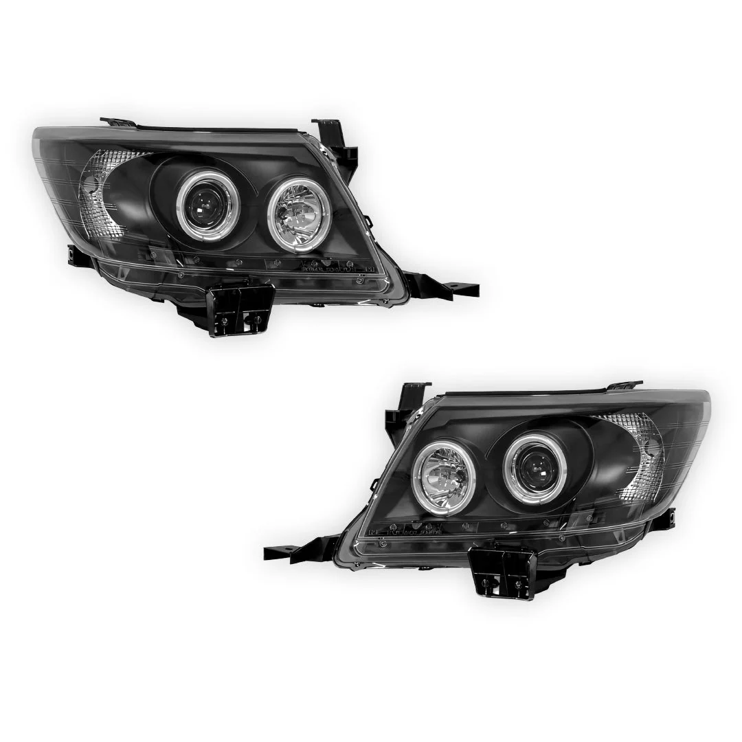 Toyota HiLux Vigo N70 (2011 - 2014) CCFL Angel-Eyes LED DRL Projector Headlights LH + RH - Image 12