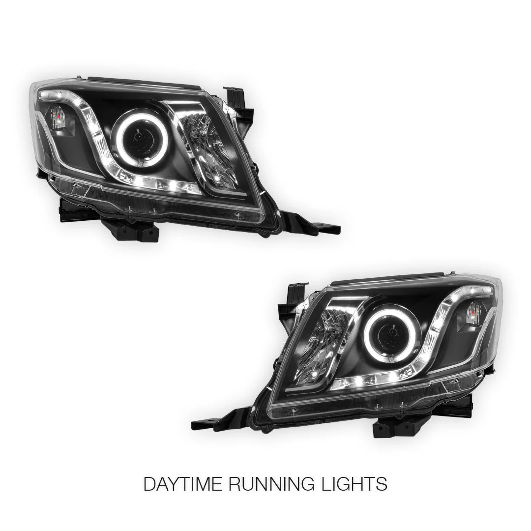 Toyota HiLux Vigo N70 (2011 - 2014) CCFL Angel-Eyes LED DRL Projector Headlights LH + RH - Image 2