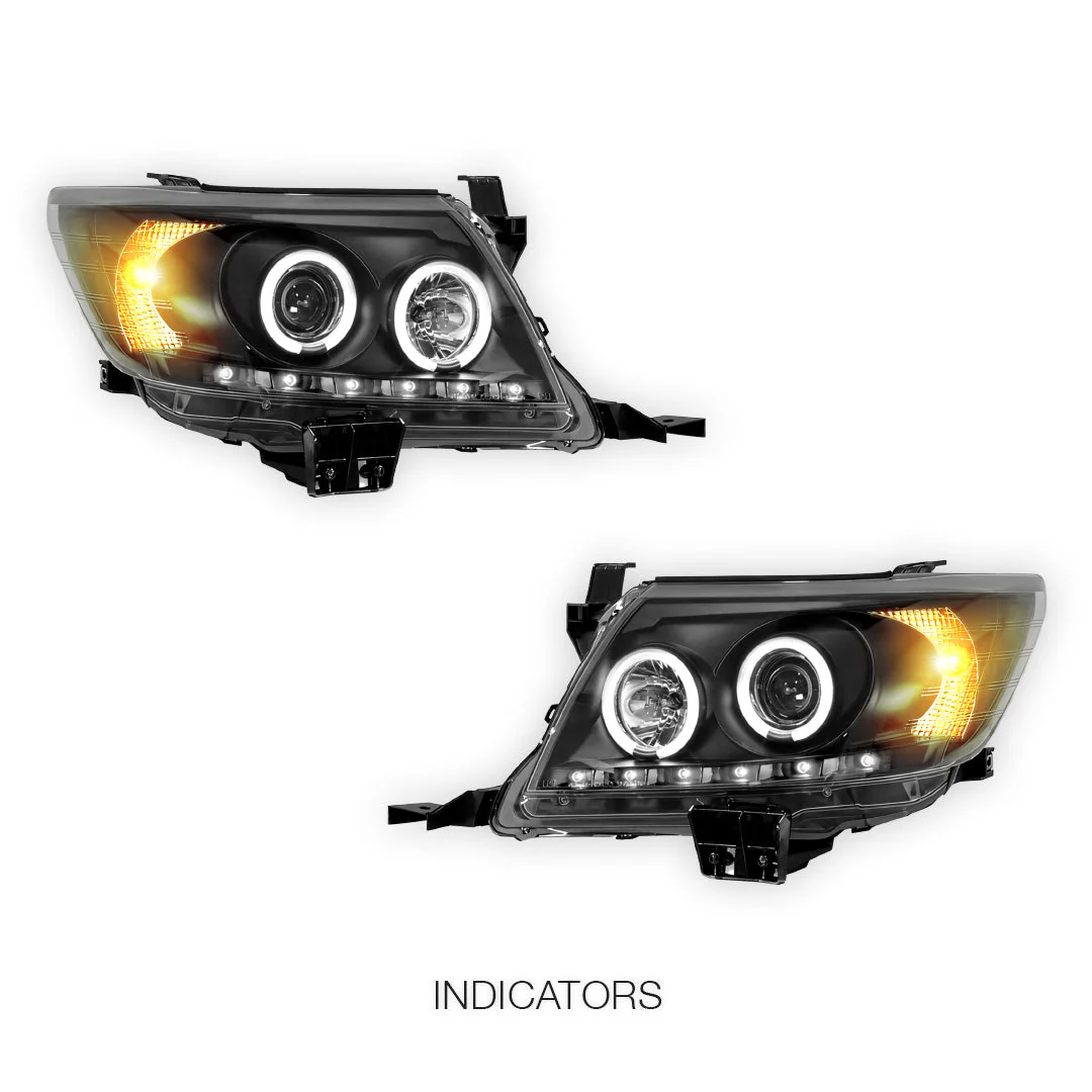 Toyota HiLux Vigo N70 (2011 - 2014) CCFL Angel-Eyes LED DRL Projector Headlights LH + RH - Image 9