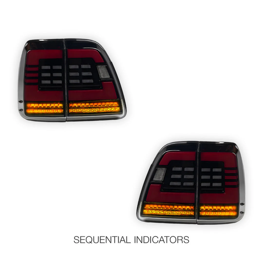 Toyota LandCruiser 100 Series (1998 - 2007) Black Sequential Full LED Tail Lights LH + RH - Image 4
