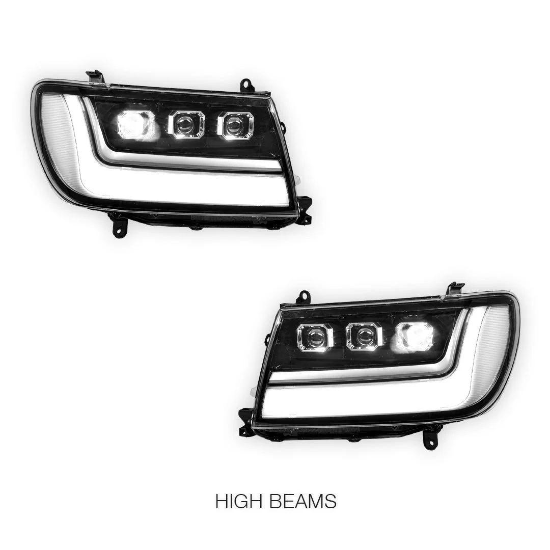 Toyota LandCruiser 100 Series (2005 - 2007) LED DRL Projector Headlights LH + RH - Image 11
