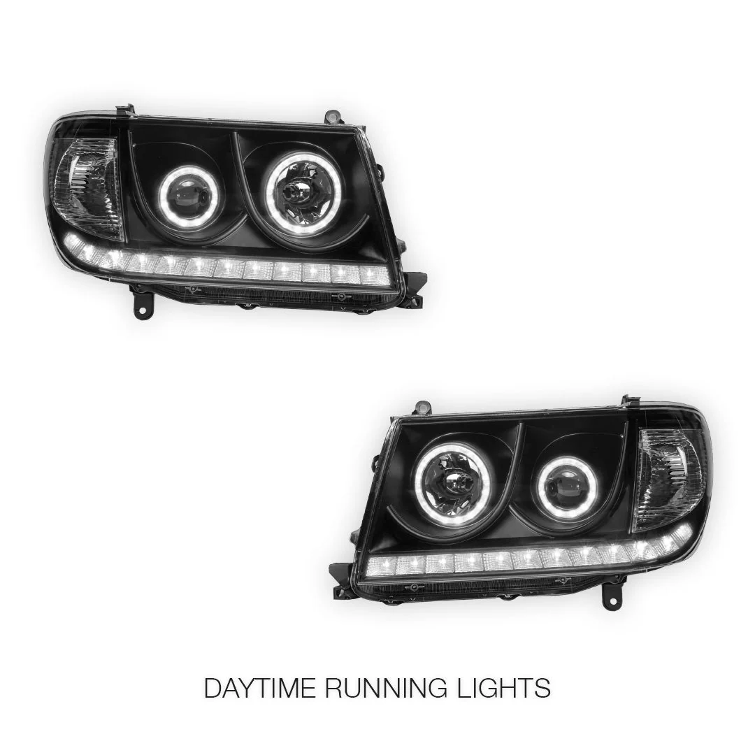 Toyota LandCruiser 100 Series (2005 - 2007) LED DRL Projector Headlights LH + RH - Image 2