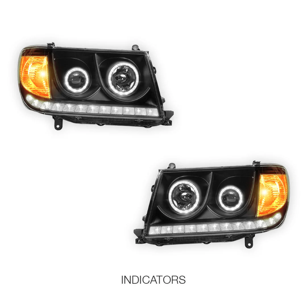 Toyota LandCruiser 100 Series (2005 - 2007) LED DRL Projector Headlights LH + RH - Image 3