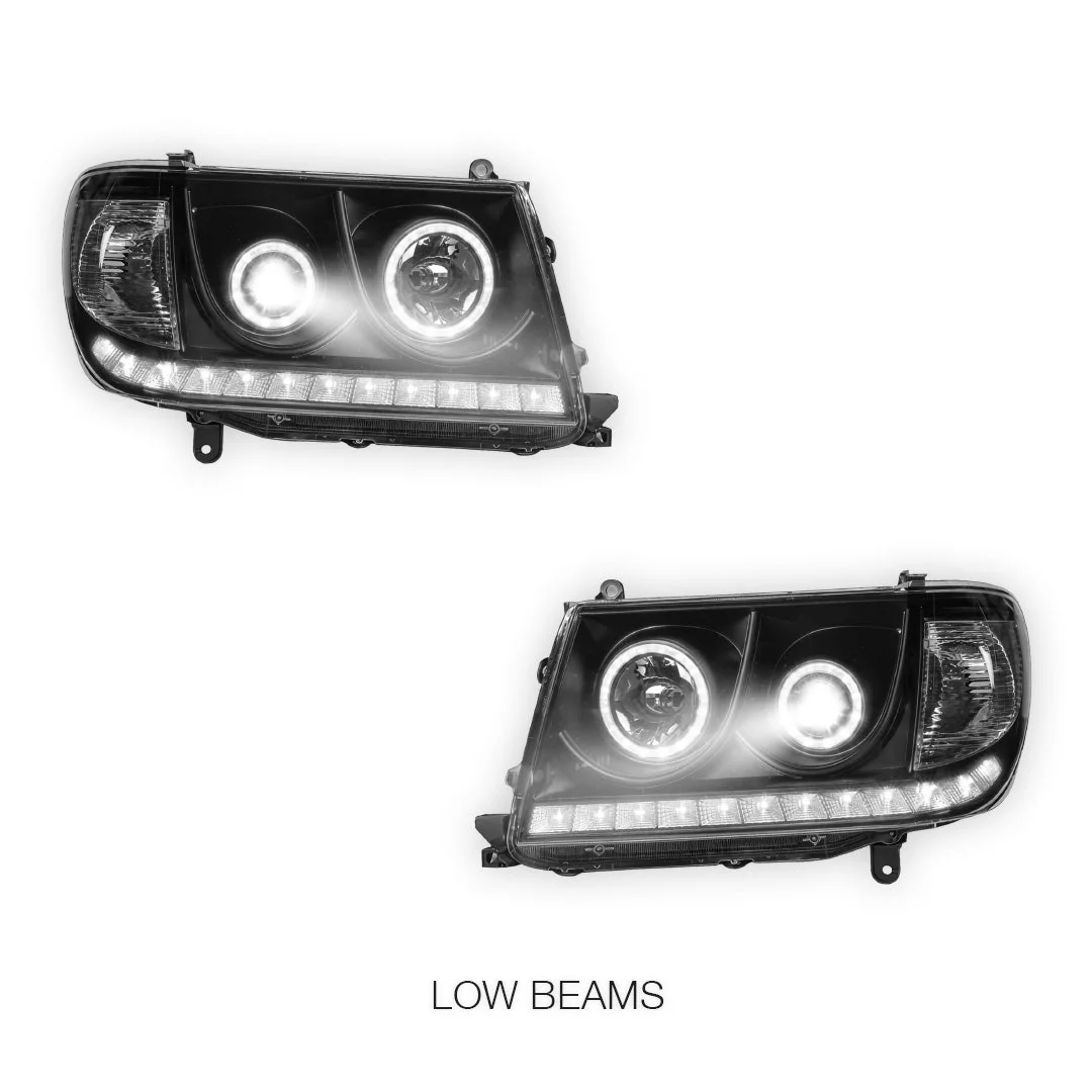 Toyota LandCruiser 100 Series (2005 - 2007) LED DRL Projector Headlights LH + RH - Image 4