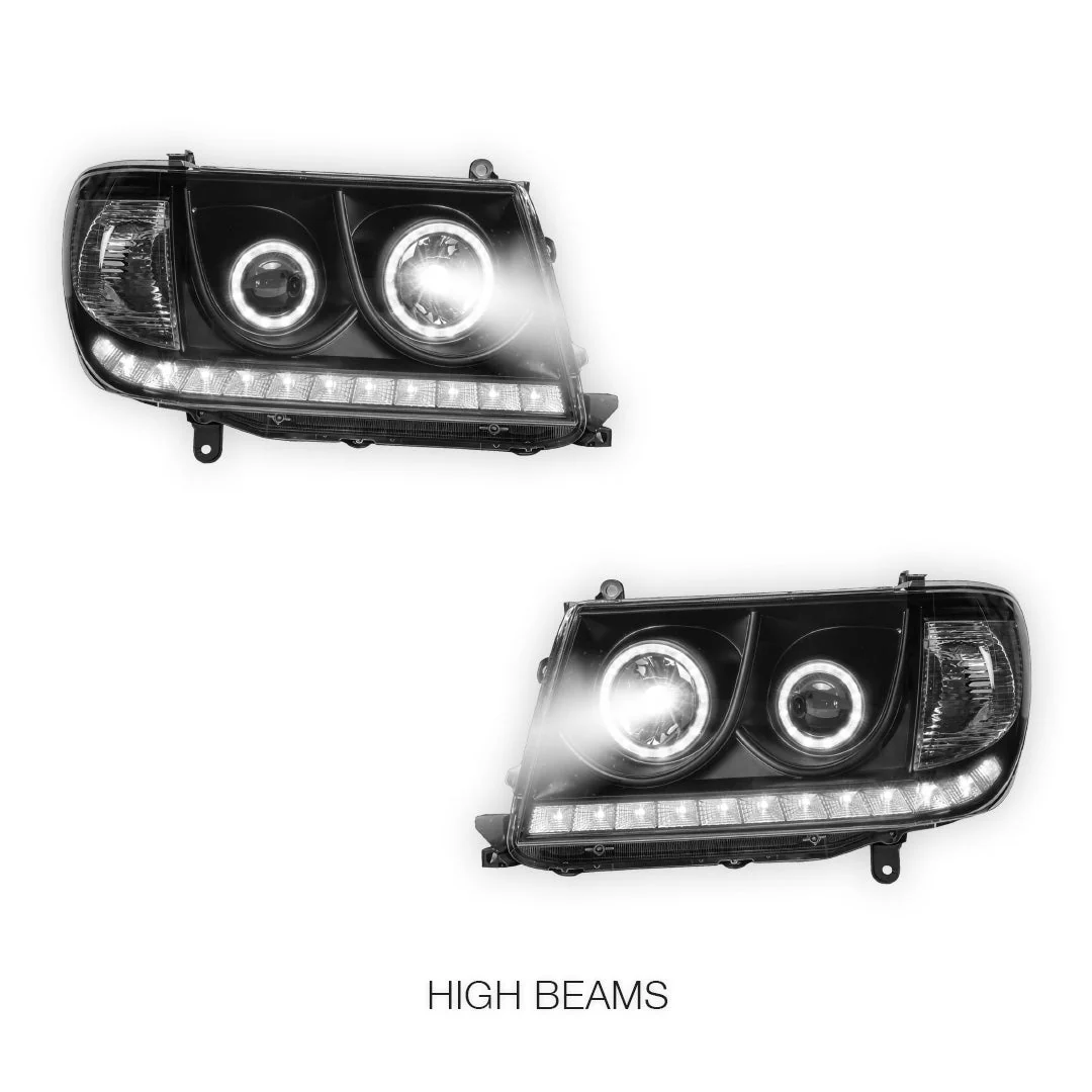 Toyota LandCruiser 100 Series (2005 - 2007) LED DRL Projector Headlights LH + RH - Image 5
