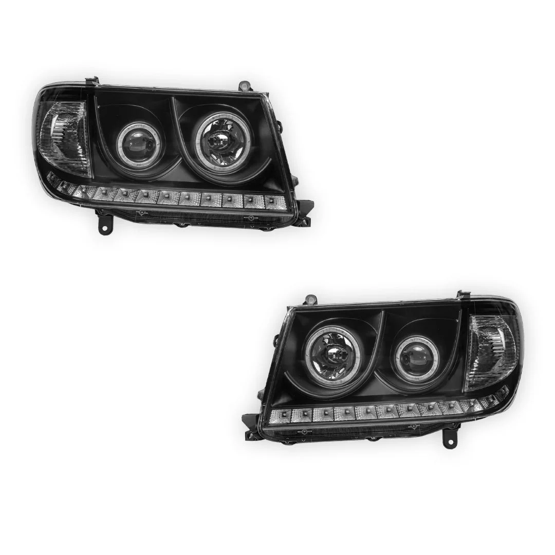 Toyota LandCruiser 100 Series (2005 - 2007) LED DRL Projector Headlights LH + RH - Image 6