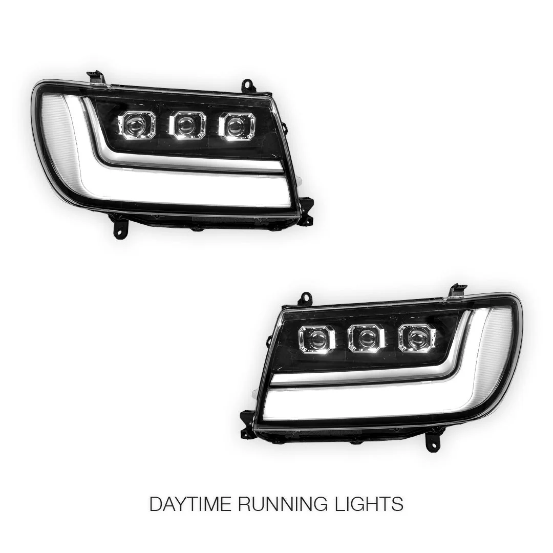 Toyota LandCruiser 100 Series (2005 - 2007) LED DRL Projector Headlights LH + RH - Image 8