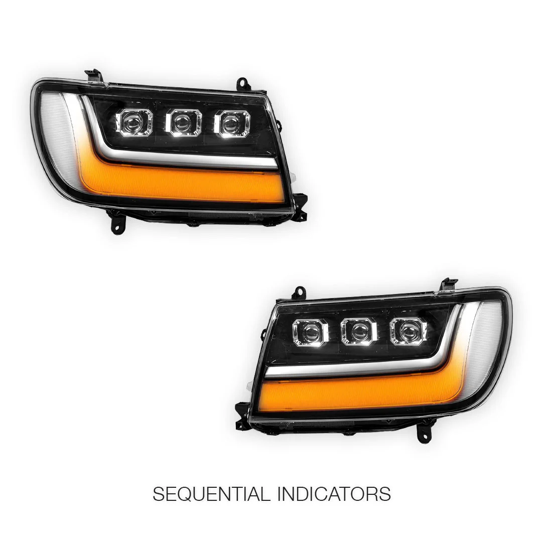 Toyota LandCruiser 100 Series (2005 - 2007) LED DRL Projector Headlights LH + RH - Image 9