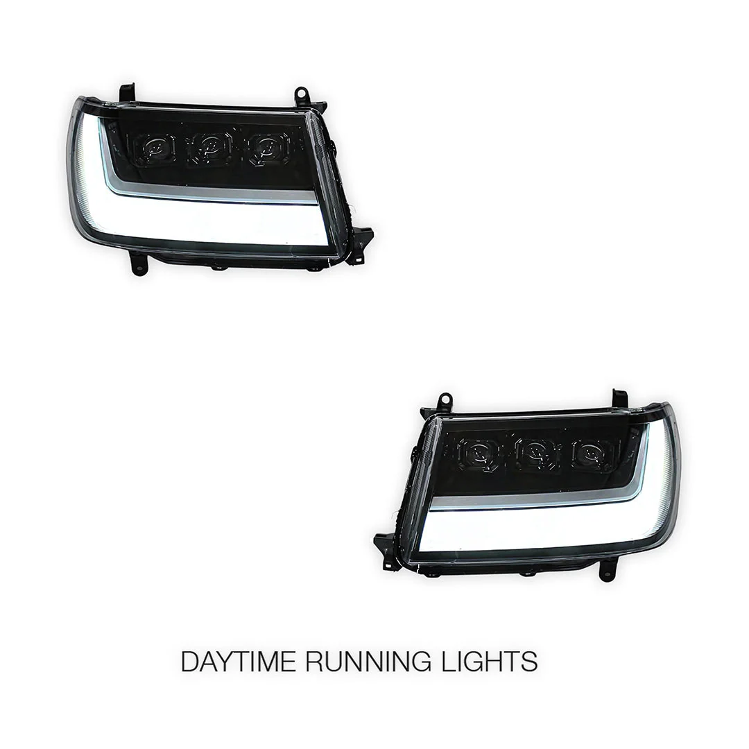 Toyota LandCruiser 100 Series (2005 - 2007) Sequential Full LED DRL Projector Headlights LH + RH - Image 2