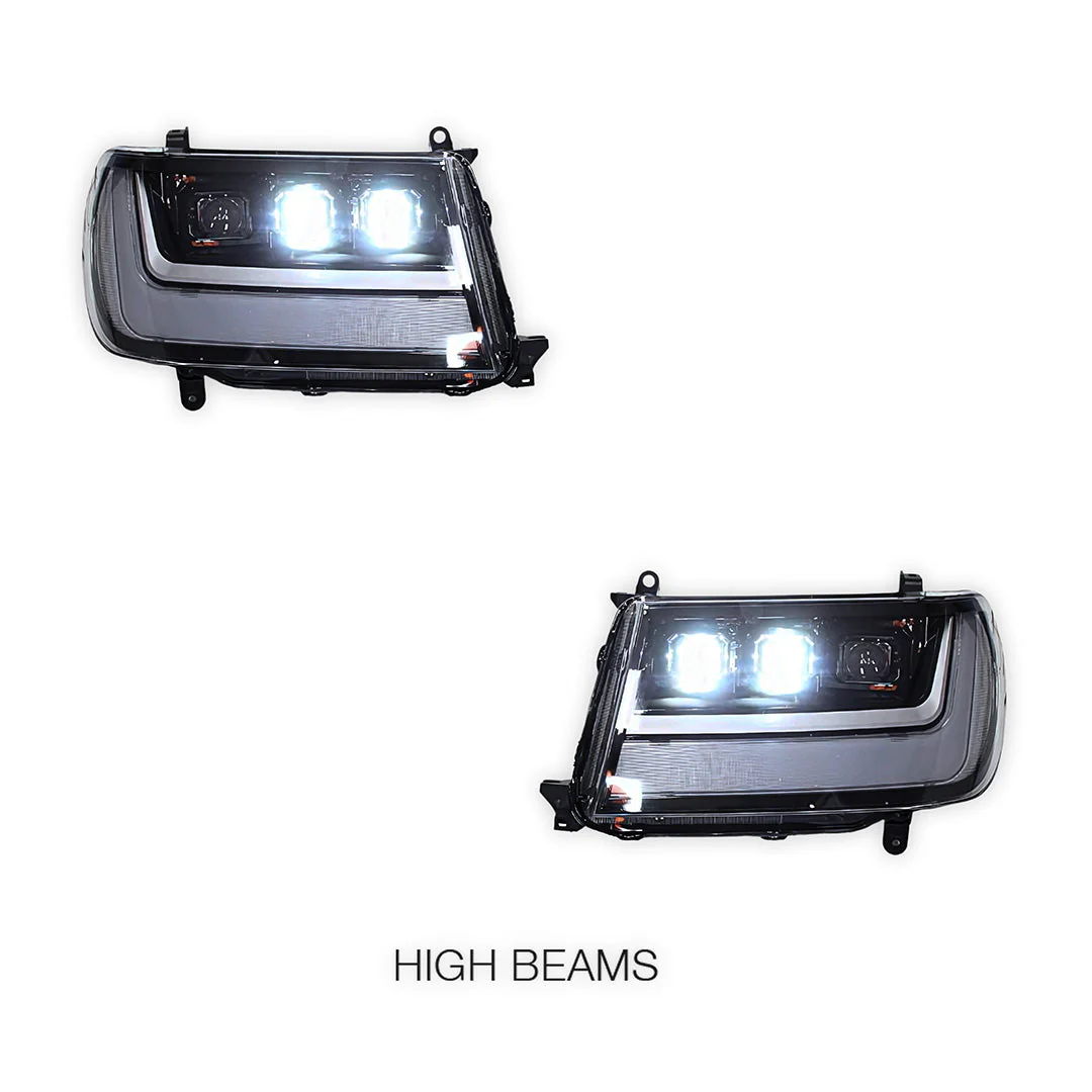 Toyota LandCruiser 100 Series (2005 - 2007) Sequential Full LED DRL Projector Headlights LH + RH - Image 3