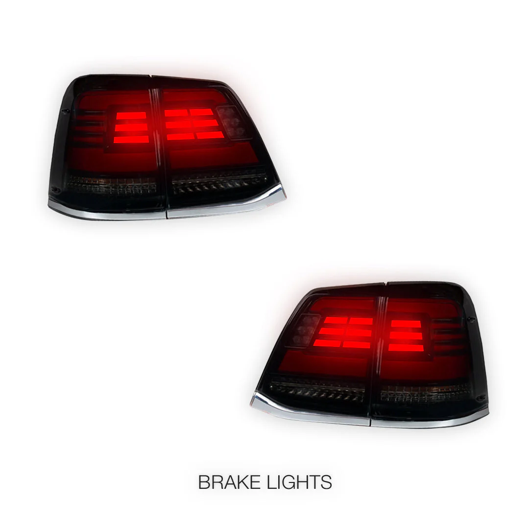 Toyota LandCruiser 200 Series (2007 - 2015) Black Sequential Full LED Tail Lights LH + RH - Image 4