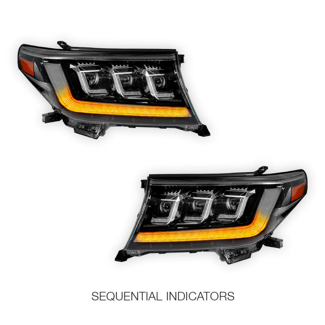 Toyota LandCruiser 200 Series (2007- 2015) FULL LED DRL Projector Headlights LH + RH - Image 3