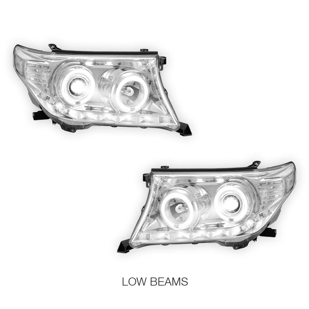 Toyota LandCruiser 200 Series (2007- 2015) Halogen Model LED DRL Halo Projector Headlights LH + RH - Image 4