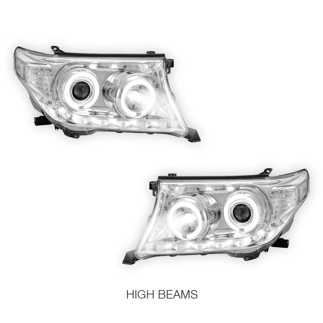 Toyota LandCruiser 200 Series (2007- 2015) Halogen Model LED DRL Halo Projector Headlights LH + RH - Image 5
