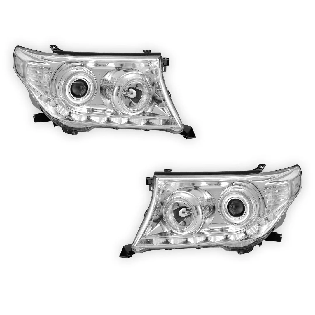 Toyota LandCruiser 200 Series (2007- 2015) Halogen Model LED DRL Halo Projector Headlights LH + RH - Image 6