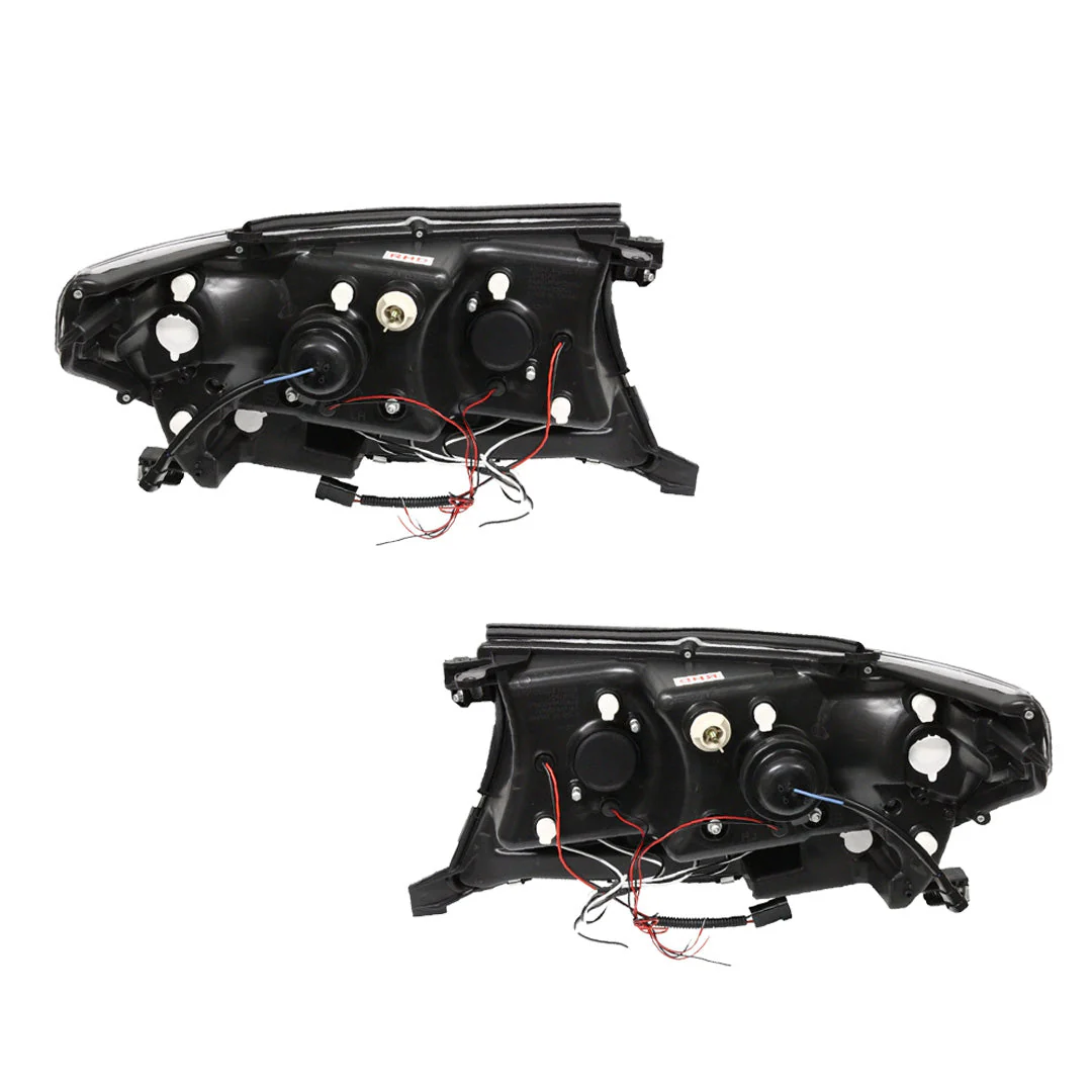 Toyota LandCruiser 200 Series (2007 - 2015) Clear / Black Halo Angel Eyes Headlights LH + RH - Image 6