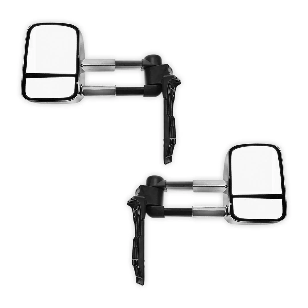 Toyota LandCruiser 70 / 75 / 78 / 79 Series (1984 - 2019) Chrome Extendable Towing Side Mirrors - Image 2