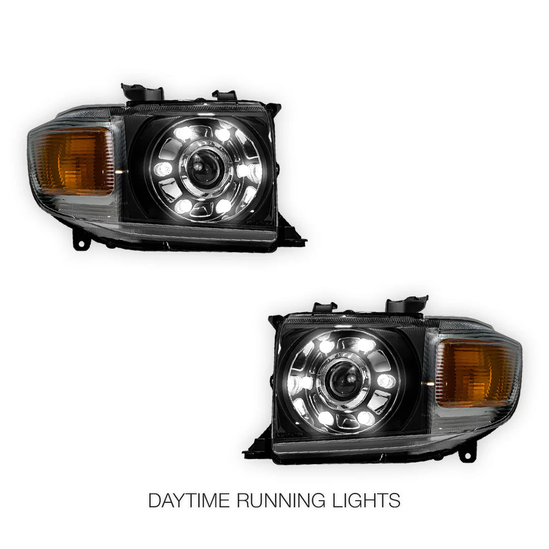 Toyota LandCruiser 70 / 73 / 75 / 76 / 78 / 79 Series (2007- 2022) LED DRL Dual Beam Projector Headlights LH + RH - Image 2