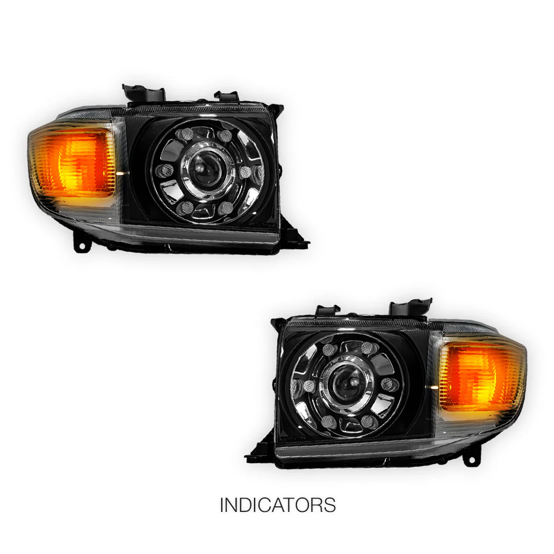 Toyota LandCruiser 70 / 73 / 75 / 76 / 78 / 79 Series (2007- 2022) LED DRL Dual Beam Projector Headlights LH + RH - Image 3