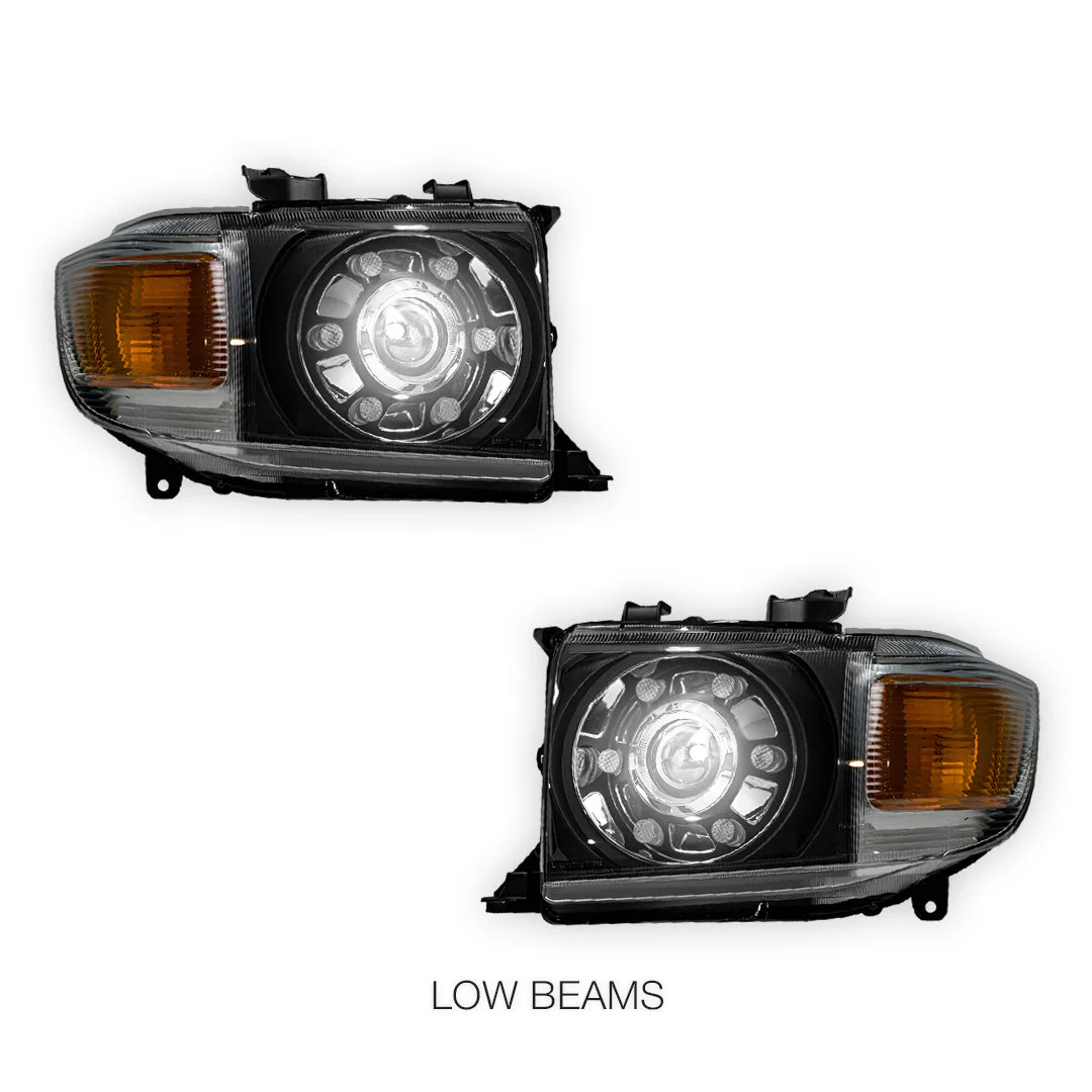 Toyota LandCruiser 70 / 73 / 75 / 76 / 78 / 79 Series (2007- 2022) LED DRL Dual Beam Projector Headlights LH + RH - Image 4