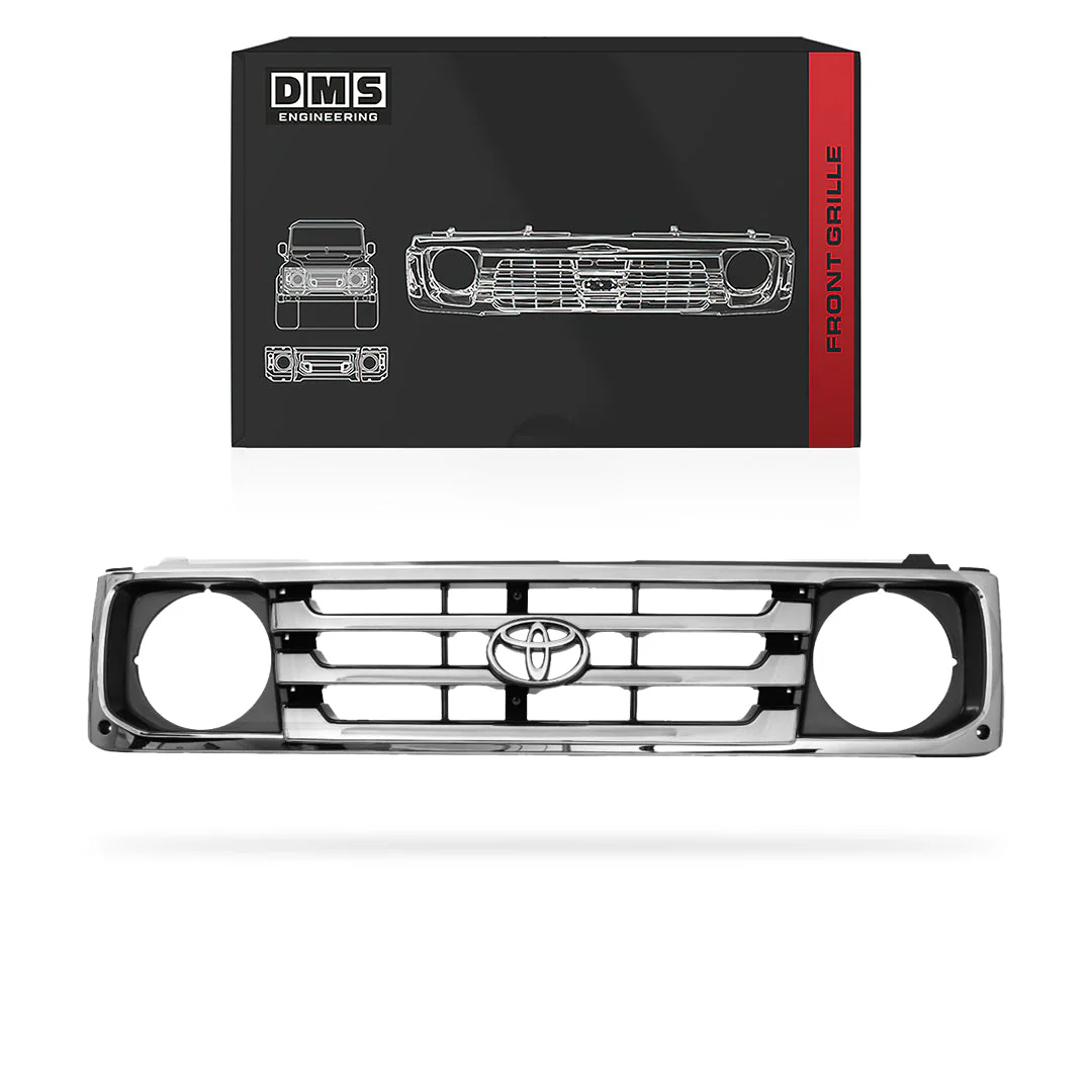 Toyota LandCruiser 78 / 79 Series (1999 - 2007) Black and Chrome Grille - Image 2