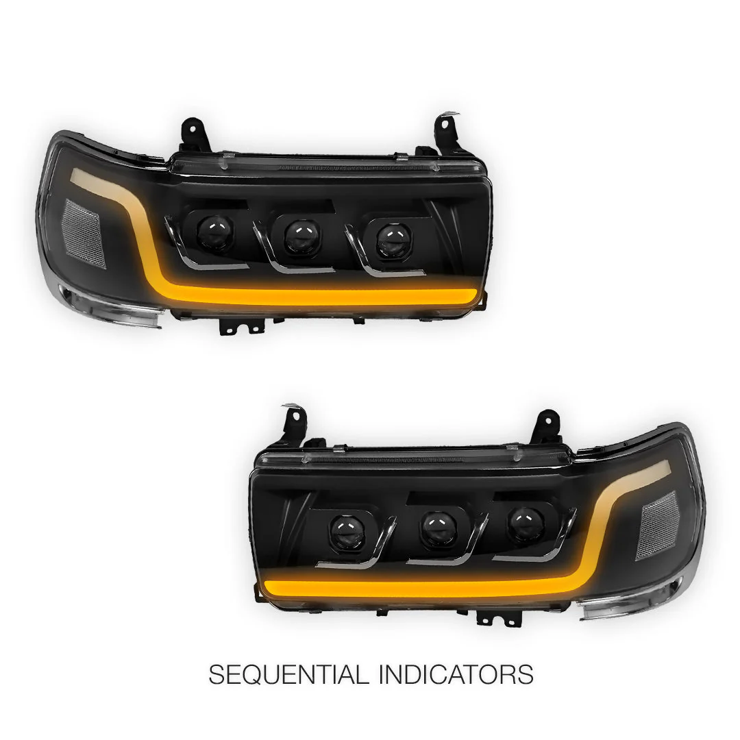 Toyota LandCruiser 80 Series (1990- 1997) LED DRL Projector Headlights LH + RH - Image 9