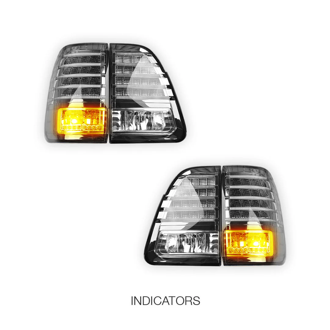 Toyota LandCruiser FJ100 (1998 - 2006) Black Smoked LED Inner and Outer Tail Lights LH + RH - Image 4