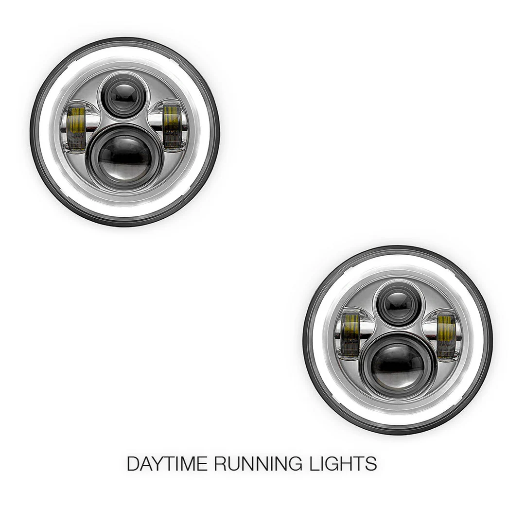 Toyota LandCruiser HZJ75 60 / 70 / 73 / 75 / 78 / 79 Series (1980 - 1999) 7" Round LED Headlights LH + RH - Image 2