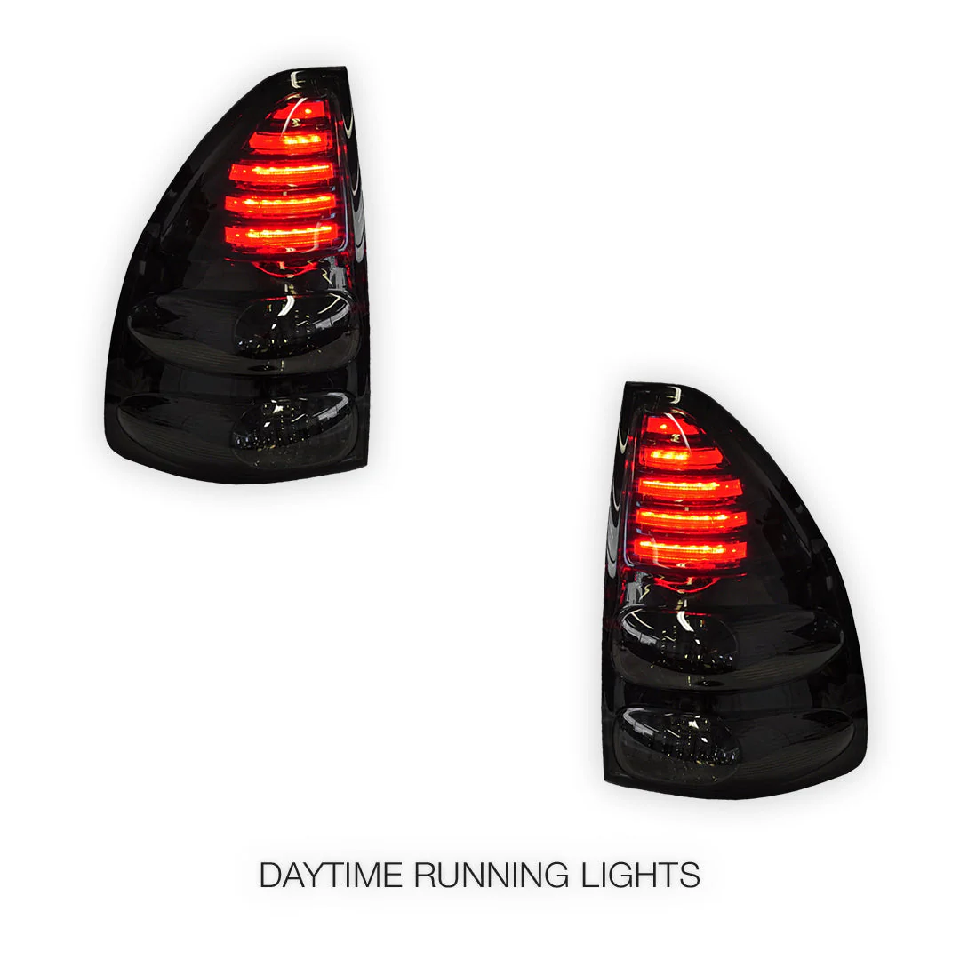 Toyota LandCruiser Prado 120 Series (2003 - 2009) Smoked Black LED Tail Lights LH + RH - Image 2