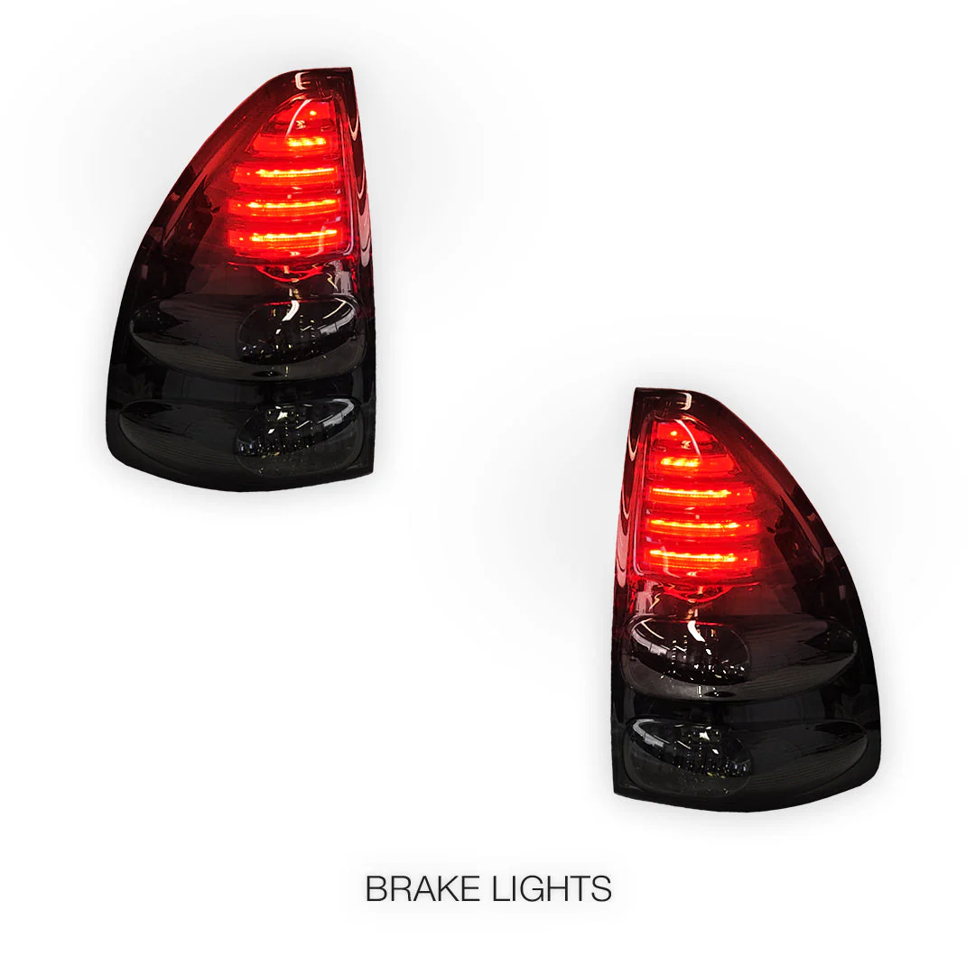 Toyota LandCruiser Prado 120 Series (2003 - 2009) Smoked Black LED Tail Lights LH + RH - Image 4